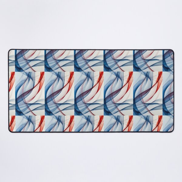 Item preview, Dynamic blue and red curves dance on a white canvas designed and sold by MiraCleAI.