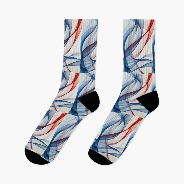 Item preview, Dynamic blue and red curves dance on a white canvas designed and sold by MiraCleAI.