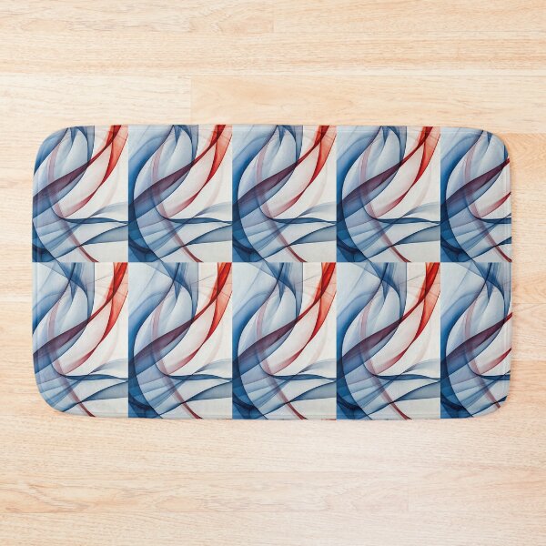 Item preview, Dynamic blue and red curves dance on a white canvas designed and sold by MiraCleAI.
