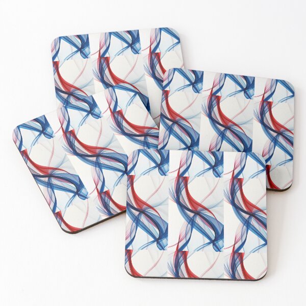 Item preview, Dynamic blue and red curves dance on a white canvas designed and sold by MiraCleAI.