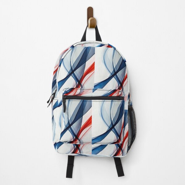 Item preview, Dynamic blue and red curves dance on a white canvas designed and sold by MiraCleAI.