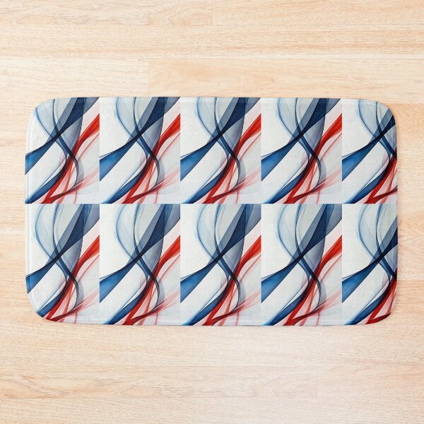 Item preview, Dynamic blue and red curves dance on a white canvas designed and sold by MiraCleAI.