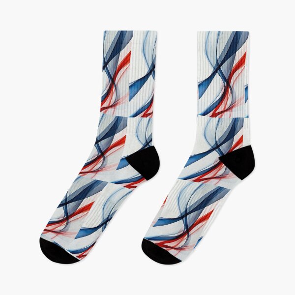 Item preview, Dynamic blue and red curves dance on a white canvas designed and sold by MiraCleAI.