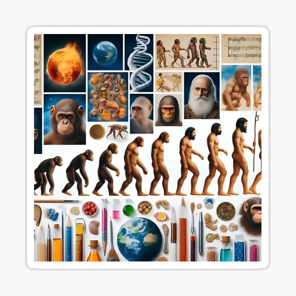 artistic graphic representation of the evolution of man Sticker