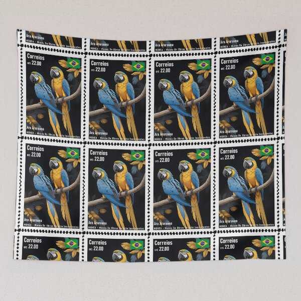 Item preview, Postage Stamp, Brazil Correios Bird Ara Ararauna crs 22.00 designed and sold by Museum Of Non-Existing Art.