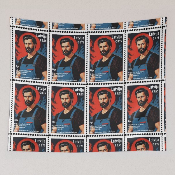 Item preview, Postage Stamp, Latvia Riga Men-Art Exposition € 0.75 designed and sold by Museum Of Non-Existing Art.