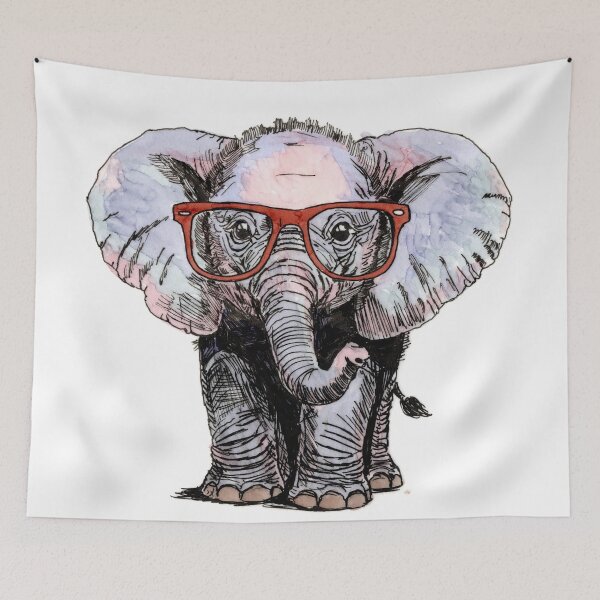 Item preview, Baby Elephant in Glasses designed and sold by Scribbles & Doodles by Jinx.
