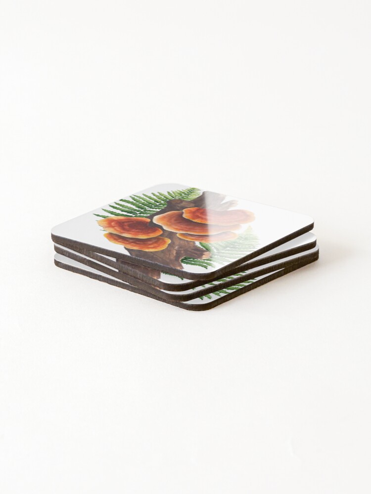 Thumbnail 4 of 5, Coasters (Set of 4), Watercolor Reishi mushroom designed and sold by Glazkova.