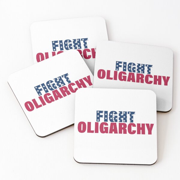 Item preview, Text "Fight Oligarchy" in the colors of the American Flag designed and sold by GuerillaDesign.