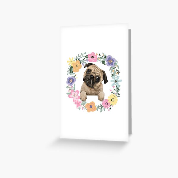 Item preview, Pug Floral designed and sold by PugaliciousArt.