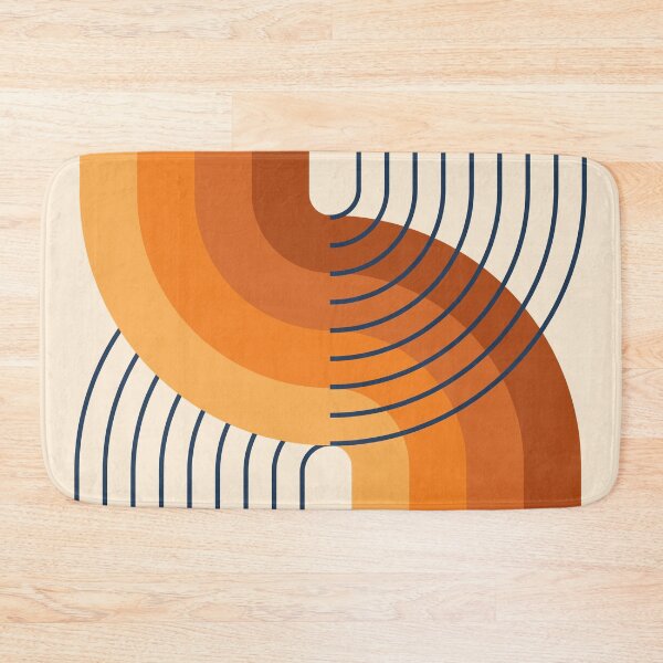 Item preview, Midcentury Modern Geometric Rainbow Abstract V in Navy Blue Burnt Orange designed and sold by nineFlorals.