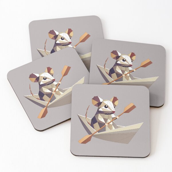 Item preview, Adventurous mouse in a paper boat – polygon style designed and sold by Kisho.