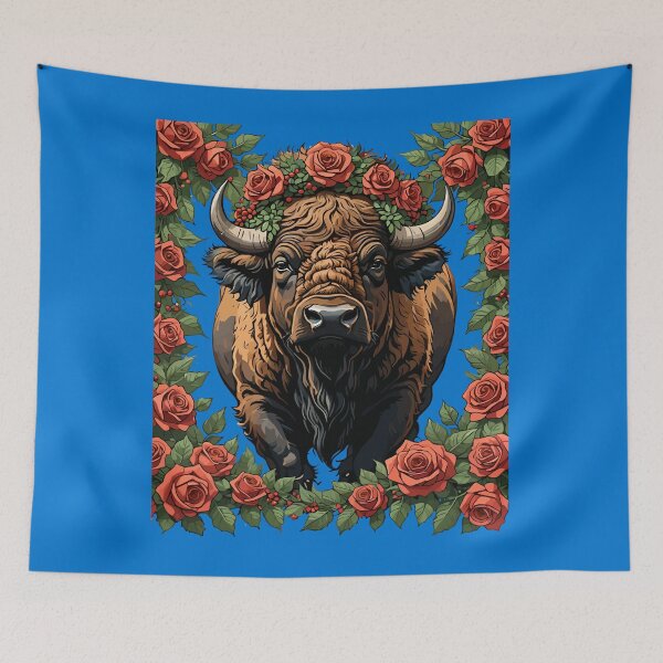 Item preview, Buffalo Surrounded By Red Roses designed and sold by taiche.