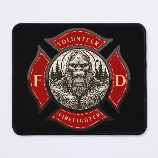 Item preview, Funny Sasquatch Bigfoot // Volunteer Firefighter Badge designed and sold by 3rd Eye Perceptions.