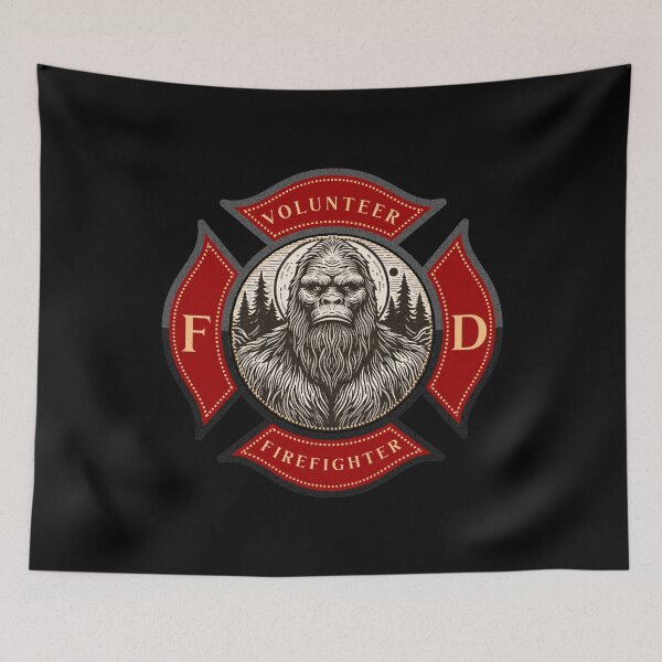 Item preview, Funny Sasquatch Bigfoot // Volunteer Firefighter Badge designed and sold by 3rd Eye Perceptions.