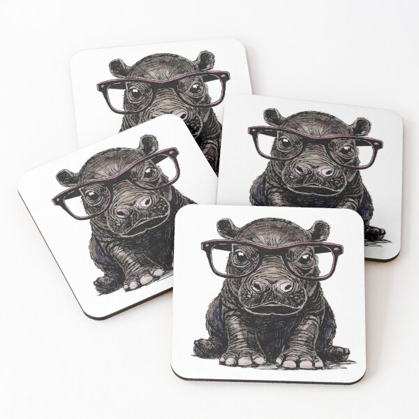 Item preview, Baby Hippo in Glasses designed and sold by Scribbles & Doodles by Jinx.