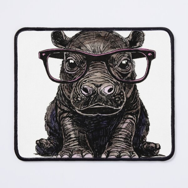 Item preview, Baby Hippo in Glasses designed and sold by Scribbles & Doodles by Jinx.