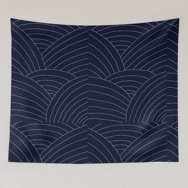 Item preview, Minimalist Wavy Line Art | Modern Abstract Navy & White Pattern | Geometric Design designed and sold by CreationbyNiki.