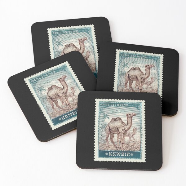 Item preview, Greetings From Kuwait - A Retro Vintage Style Camels Postal Stamp by Craitza designed and sold by House of Sadu by Craitza.