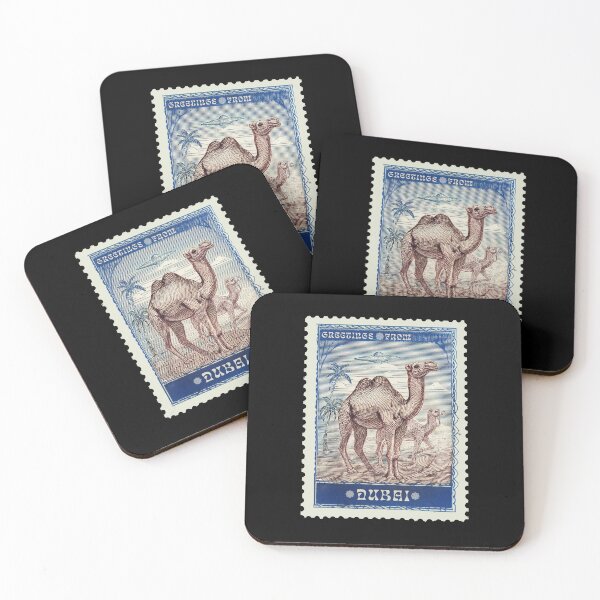 Item preview, Greetings From Dubai - UAE - A Retro Vintage Style Camels Postal Stamp by Craitza designed and sold by House of Sadu by Craitza.