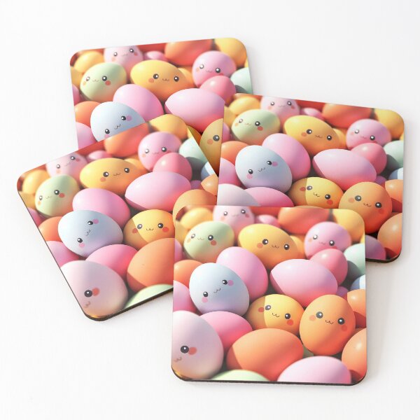 Item preview, kawaii faced cute easter eggs in pastel shades designed and sold by EmeraldeaArt.