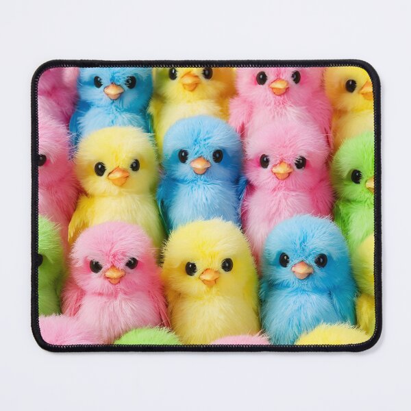 Item preview, Cute stack of plushie stuffed baby chicken chicks as a colorful pattern designed and sold by EmeraldeaArt.