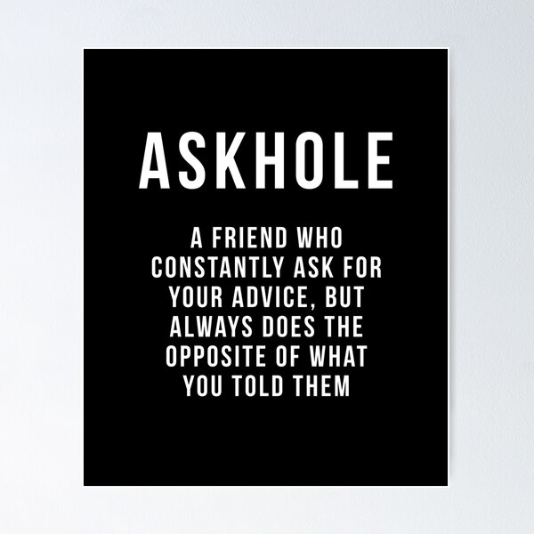 Askhole funny meme dictionary definition black and white typography design  poster home wall decor iPhone Case