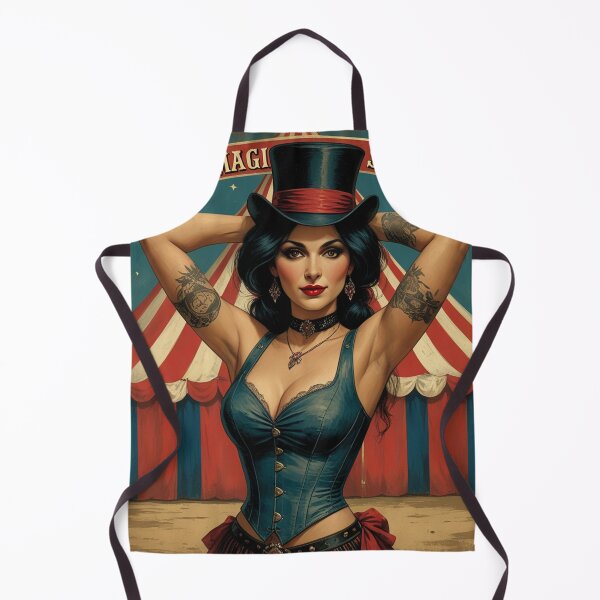 Item preview, The Magic Show rustic Magic Circus Poster with beautiful Tattooed Girl designed and sold by Vintage Designs +.