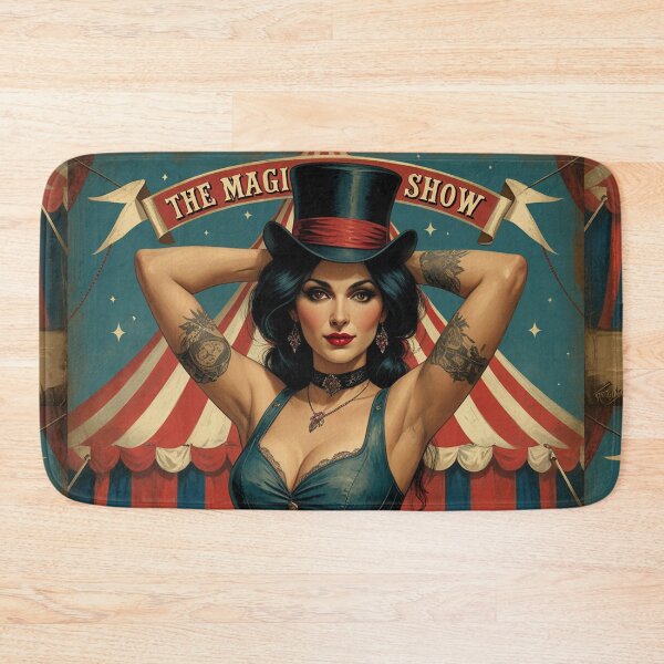 Item preview, The Magic Show rustic Magic Circus Poster with beautiful Tattooed Girl designed and sold by Vintage Designs +.