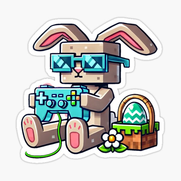 Vista previa del artículo con la obra «Conejito de Pascua de Minecraft», diseñado y vendido por Plotterzebra.
