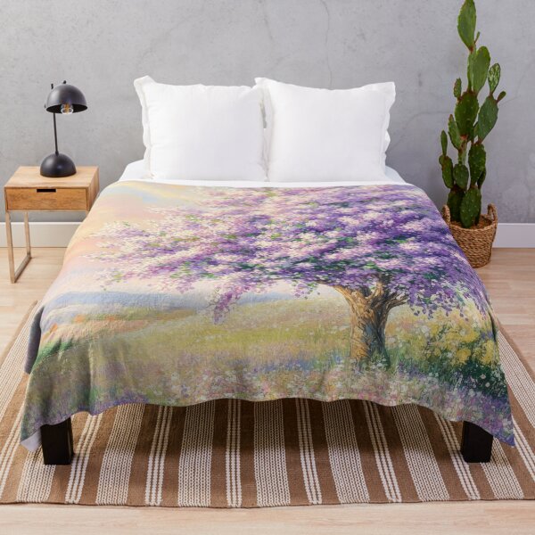 Item preview, Beautiful Lilac Tree in Bloom, Spring Meadow Watercolor Painting designed and sold by MargaretWiktor.