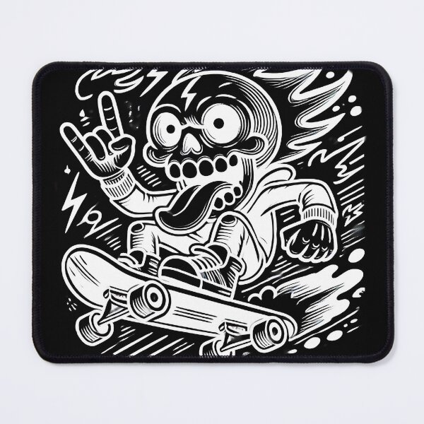 Item preview, Skateboarding skull, Negative line drawing illustration designed and sold by PixelPunny.
