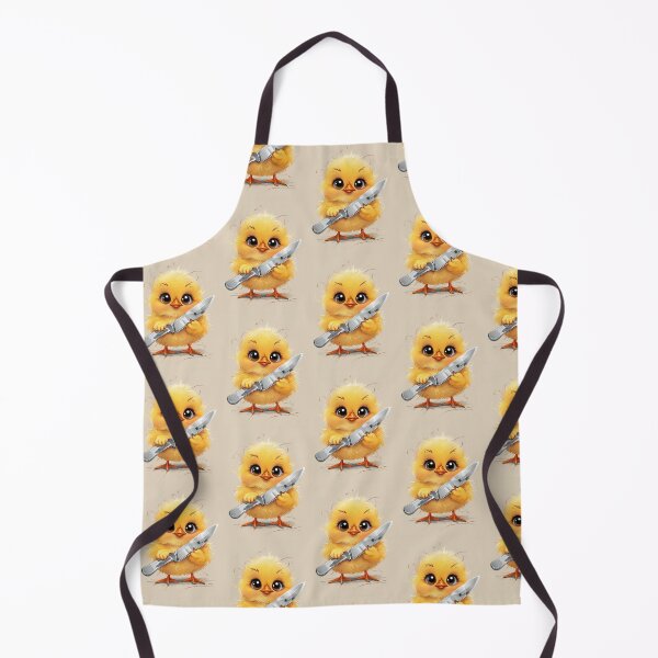Item preview, Cute and Bold Chick Holding a Knife in Humorous Illustration designed and sold by art-noir.
