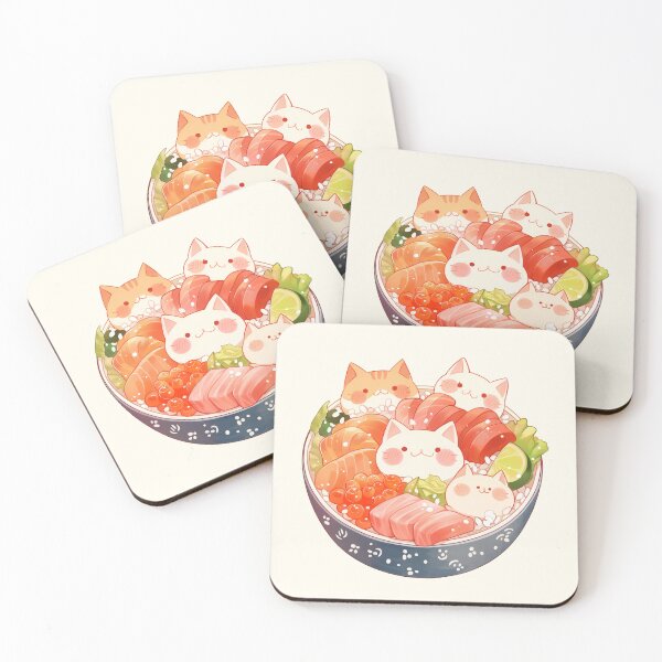 Item preview, Cats Kaisendon Seafood Rice Bowl designed and sold by NikoNekoDesigns.