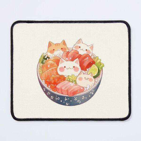 Item preview, Cats Kaisendon Seafood Rice Bowl designed and sold by NikoNekoDesigns.