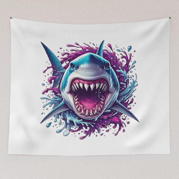 Item preview, Ferocious Shark Splash - Vibrant Digital Artwork designed and sold by WayoftheWater.