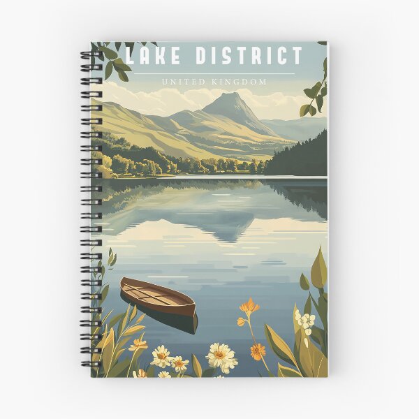 Item preview, Lake District UK Travel Poster - Retro Scenic Landscape & Nature Art Print designed and sold by StrasserArt.