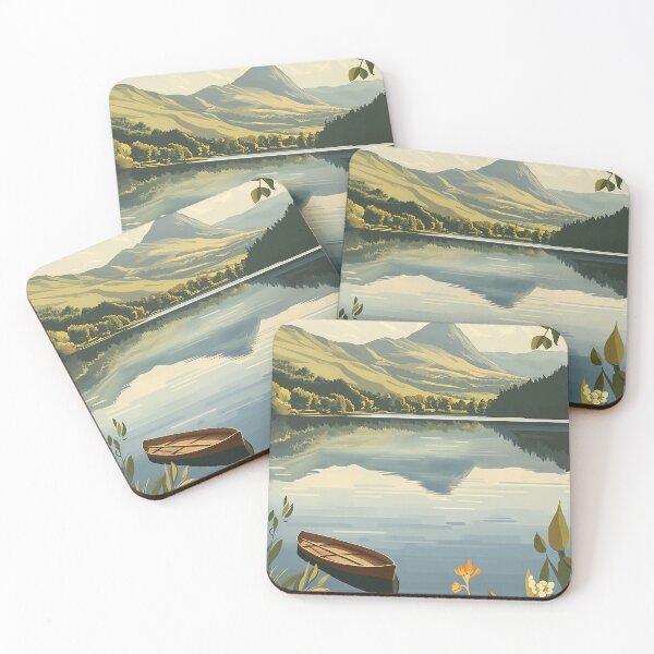 Item preview, Lake District UK Travel Poster - Retro Scenic Landscape & Nature Art Print designed and sold by StrasserArt.