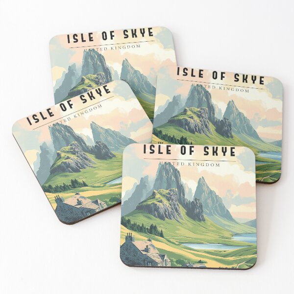 Item preview, Isle of Skye Scotland Travel Poster - Retro Scenic Landscape & Highlands Art Print designed and sold by StrasserArt.