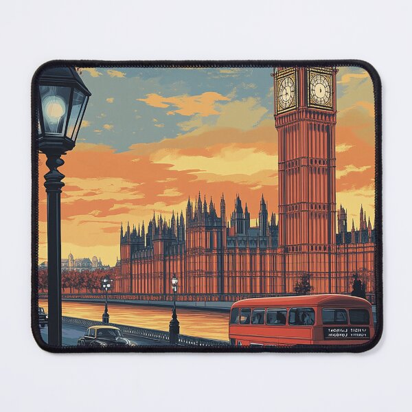 Item preview, London England Travel Poster - Vintage Cityscape & Iconic Landmarks Art Print designed and sold by StrasserArt.