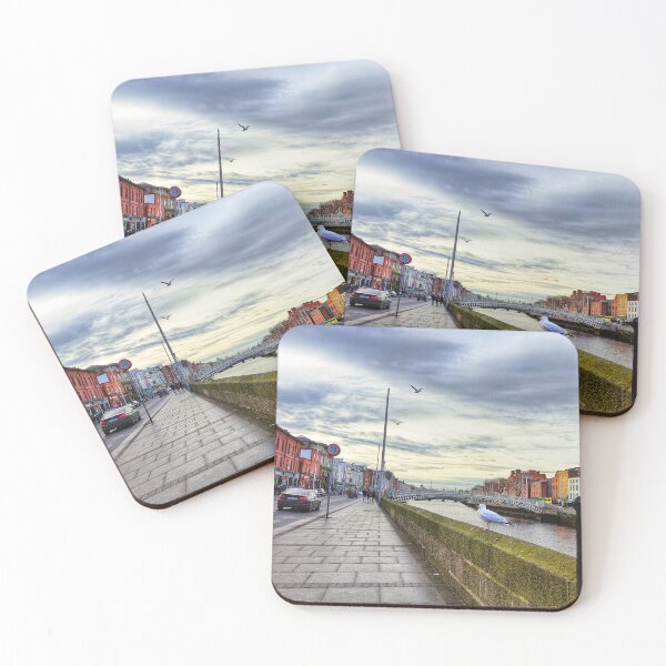Item preview, Dublin cityscape: river view with seagulls at dusk designed and sold by AmysShirts.