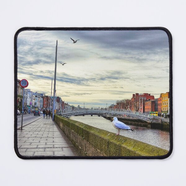 Item preview, Dublin cityscape: river view with seagulls at dusk designed and sold by AmysShirts.