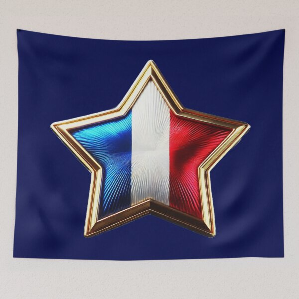 Item preview, France Pride - Shiny Tricolore Star Design designed and sold by Highlandkings.