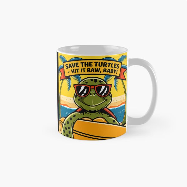 Item preview, Save The Turtles Hit It Raw Surfing Turtle designed and sold by Amanda's Factory.