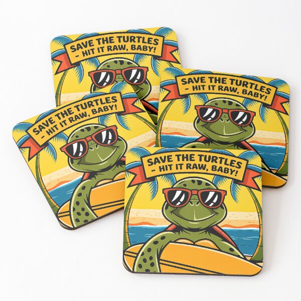 Item preview, Save The Turtles Hit It Raw Surfing Turtle designed and sold by Amanda's Factory.