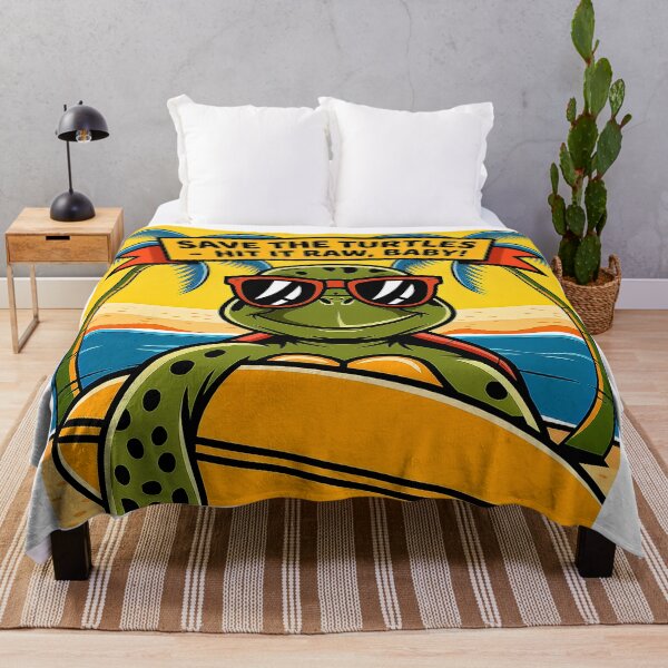 Item preview, Save The Turtles Hit It Raw Surfing Turtle designed and sold by Amanda's Factory.