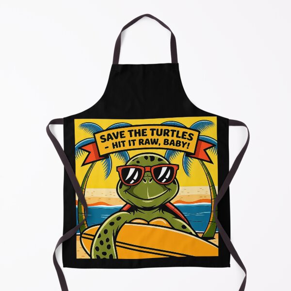 Item preview, Save The Turtles Hit It Raw Surfing Turtle designed and sold by Amanda's Factory.