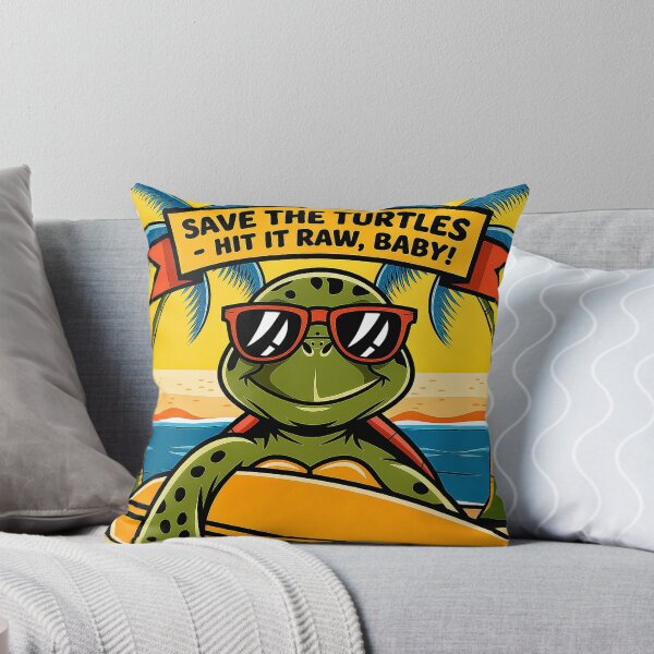 Item preview, Save The Turtles Hit It Raw Surfing Turtle designed and sold by Amanda's Factory.