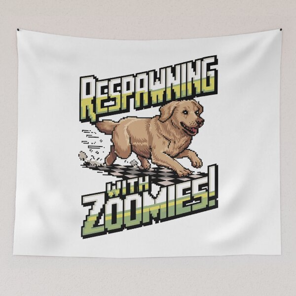 Item preview, Respawning with Zoomies – Funny Pixel Dog Gamer Design designed and sold by NaturePixel.