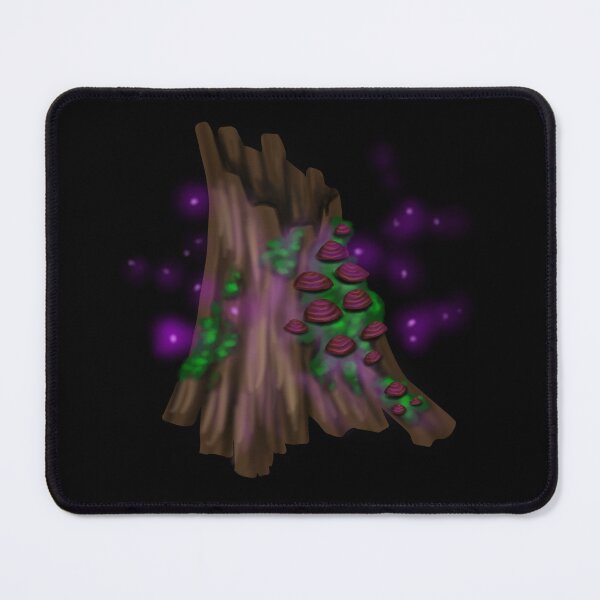 Item preview, Magical tree trunk with brown mushrooms, green moss and purple fireflies designed and sold by katecheerycake.